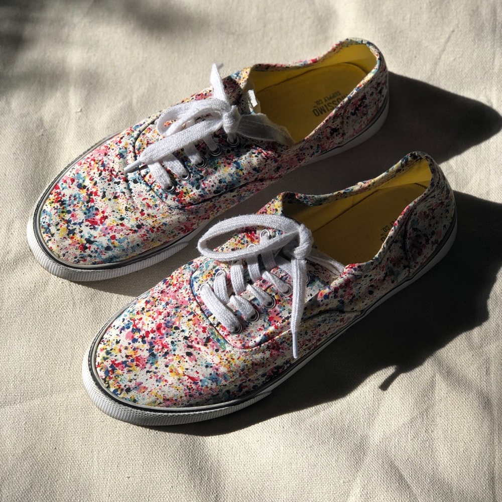 ❌SOLD❌Rainbow Paint Splatter Classic Canvas Sneakers